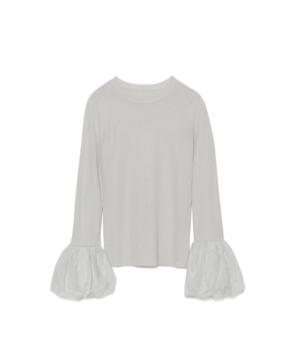 Balloon Sleeve Tops [603365] light grey