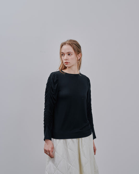 【SALE/50%0ff】Gather Sleeve Tops [603343] black