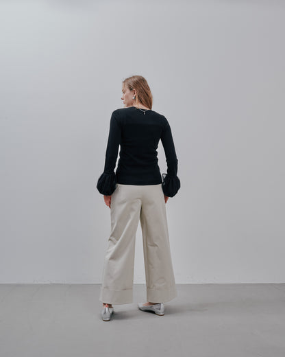 Balloon Sleeve Tops [603365] black