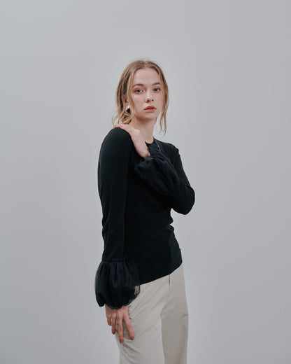 Balloon Sleeve Tops [603365] black