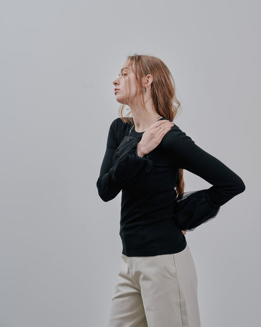 Balloon Sleeve Tops [603365] black