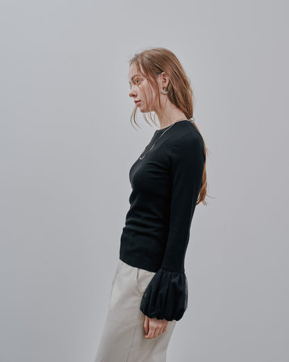 Balloon Sleeve Tops [603365] black