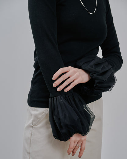 Balloon Sleeve Tops [603365] black
