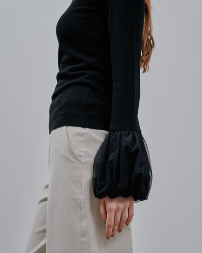 Balloon Sleeve Tops [603365] black