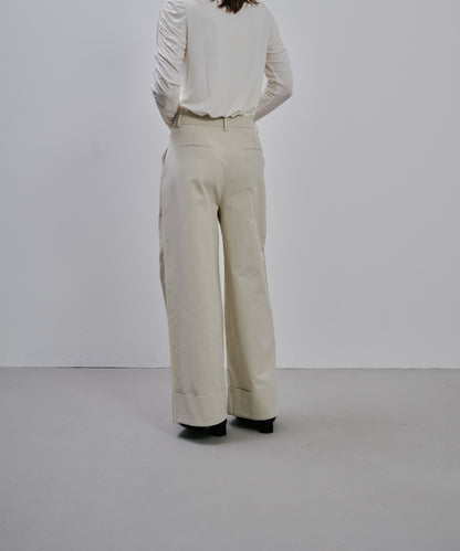 Chino Wide Pants [603385] ivory