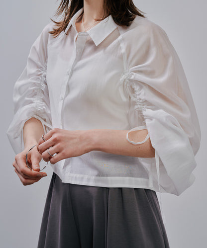 【SALE/50%0ff】Sheer Shirt [603353] off(01)