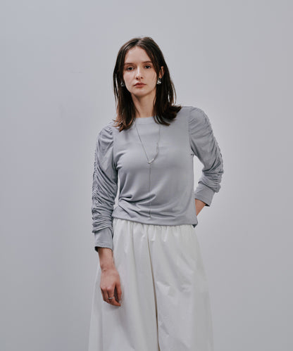 【SALE/50%0ff】Gather Sleeve Tops [603343] grey