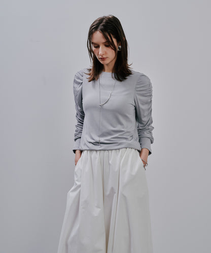 【SALE/50%0ff】Gather Sleeve Tops [603343] grey