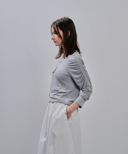 【SALE/50%0ff】Gather Sleeve Tops [603343] grey