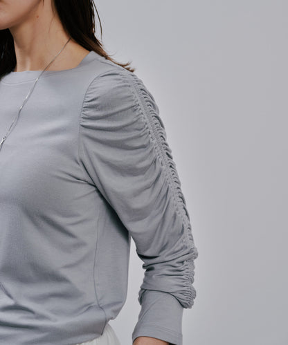 【SALE/50%0ff】Gather Sleeve Tops [603343] grey