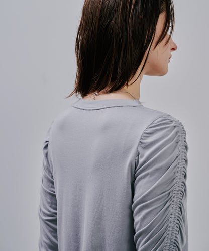 【SALE/50%0ff】Gather Sleeve Tops [603343] grey