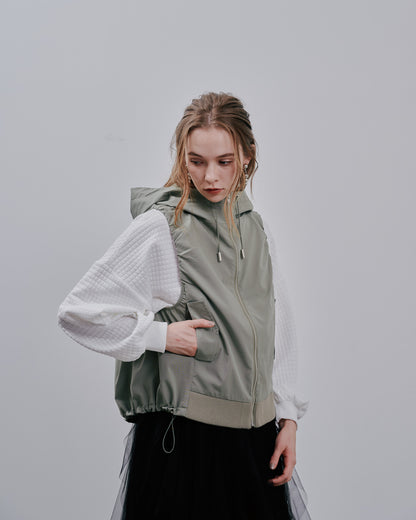 【SALE/50%0ff】Hoodie Vest [603361] light khaki
