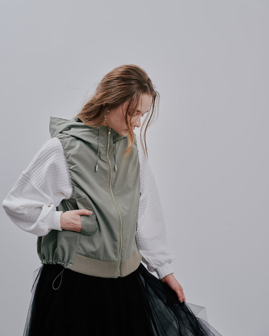 【SALE/50%0ff】Hoodie Vest [603361] light khaki