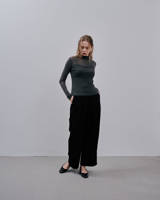 Sheer Tops [603369] khaki