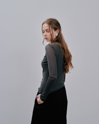 Sheer Tops [603369] khaki