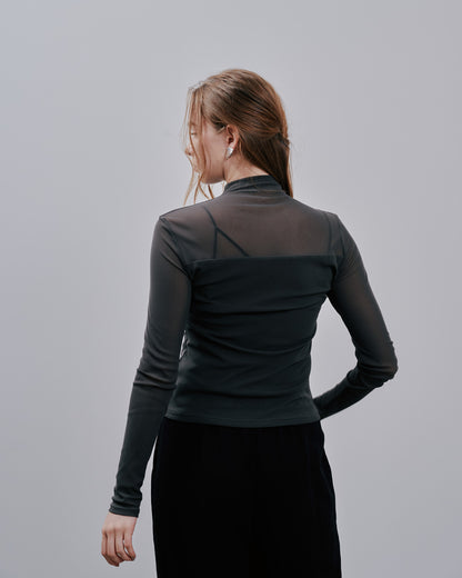 Sheer Tops [603369] khaki