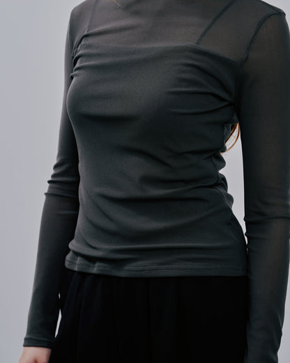 Sheer Tops [603369] khaki