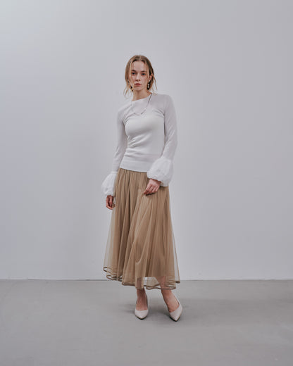 Tulle Skirt [603380] mocha beige