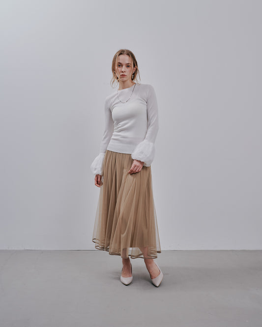 Tulle Skirt [603380] mocha beige