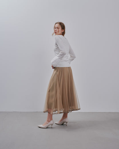 Tulle Skirt [603380] mocha beige