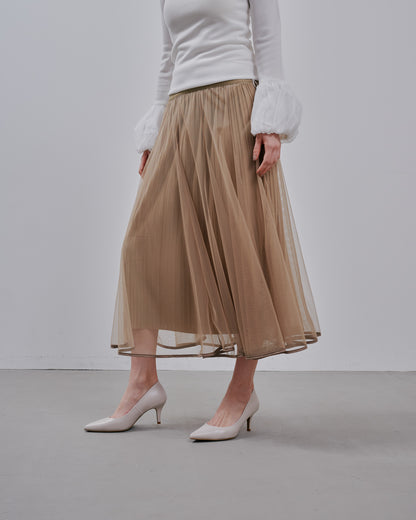 Tulle Skirt [603380] mocha beige