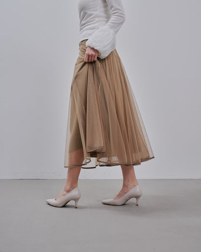 Tulle Skirt [603380] mocha beige