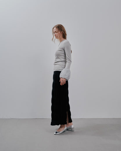 Balloon Sleeve Tops [603365] light grey