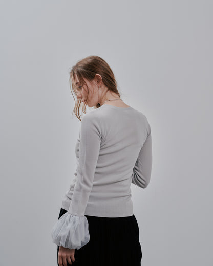 Balloon Sleeve Tops [603365] light grey