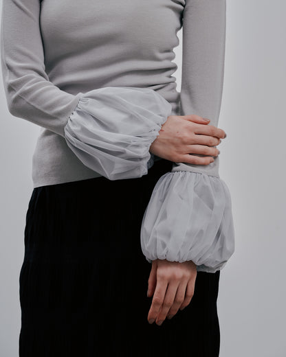 Balloon Sleeve Tops [603365] light grey