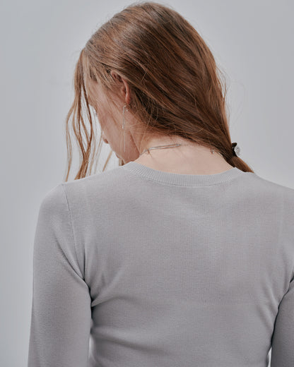 Balloon Sleeve Tops [603365] light grey