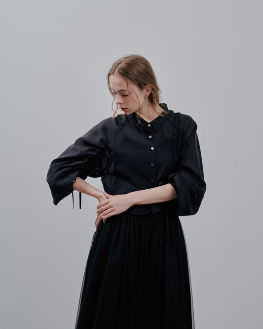【SALE/50%0ff】Sheer Shirt [603353] black
