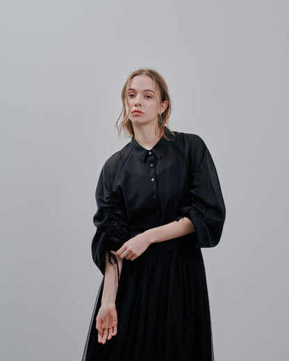 【Summer SALE!!】Sheer Shirt [603353] black(99)