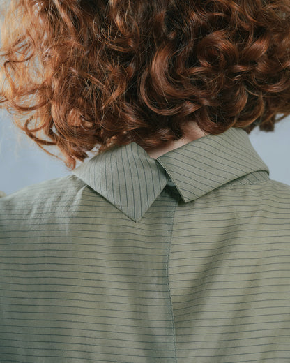 【SALE/50%0ff】Stripe Half Sleeve Blouse [603392] khaki