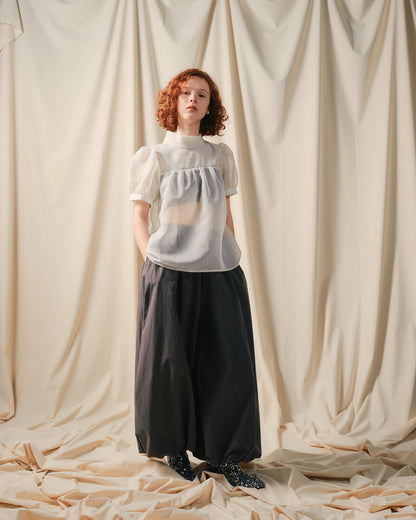 【SALE/50%0ff】Stripe Half Sleeve Blouse [603392] off