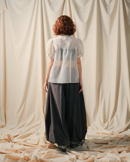 【SALE/50%0ff】Stripe Half Sleeve Blouse [603392] off