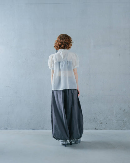 【SALE/50%0ff】Stripe Half Sleeve Blouse [603392] off