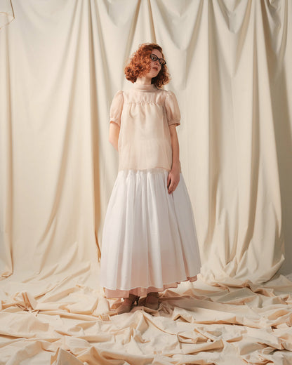 【SALE/50%0ff】Stripe Half Sleeve Blouse [603392] light beige