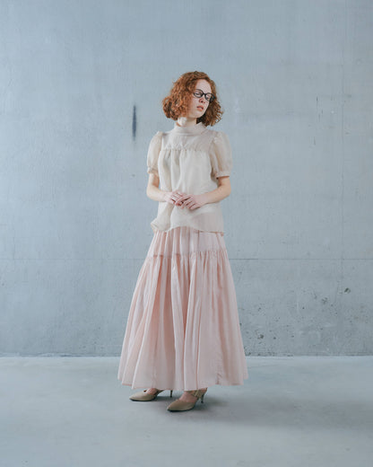 【SALE/50%0ff】Gather Tiered Skirt [603398] pink beige