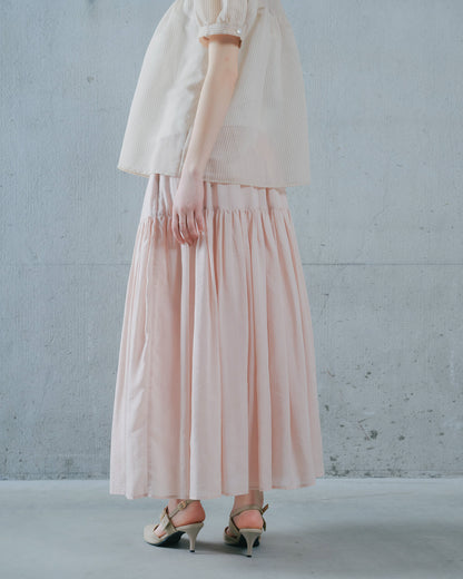 【SALE/50%0ff】Gather Tiered Skirt [603398] pink beige