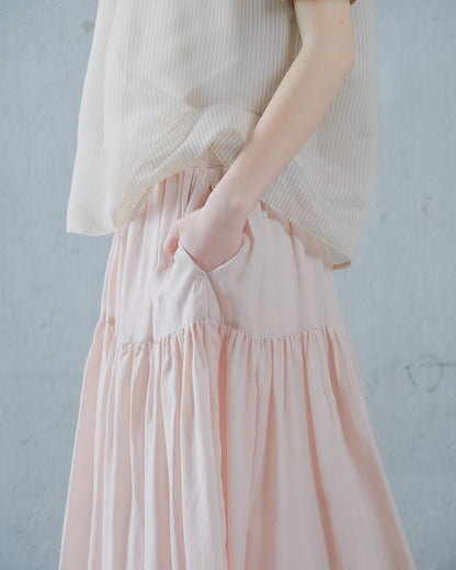 【SALE/50%0ff】Gather Tiered Skirt [603398] pink beige