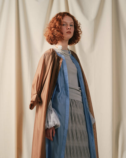 【SALE/50%0ff】Sleeve Tuck Dress [603397] mocha beige