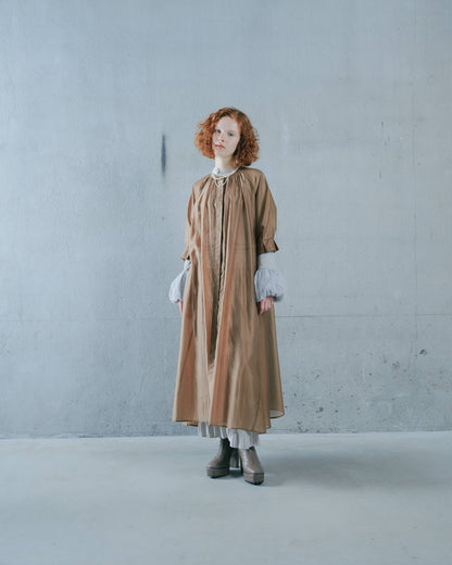 【SALE/50%0ff】Sleeve Tuck Dress [603397] mocha beige