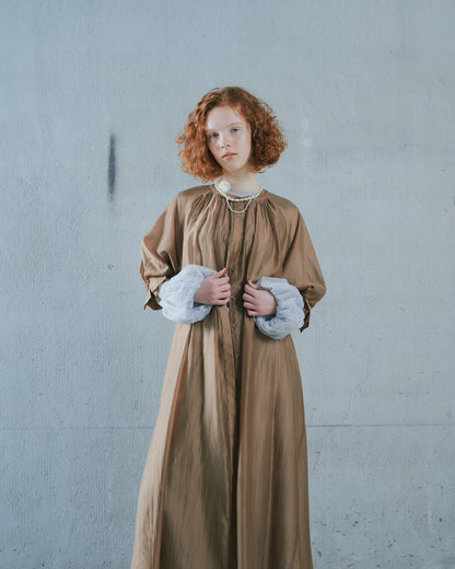 【SALE/50%0ff】Sleeve Tuck Dress [603397] mocha beige