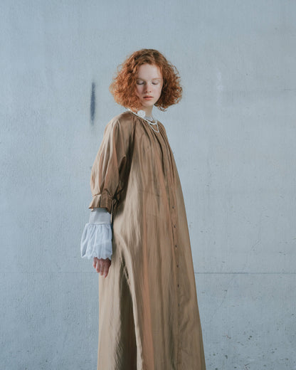 【SALE/50%0ff】Sleeve Tuck Dress [603397] mocha beige