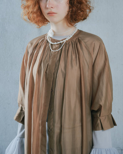 【SALE/50%0ff】Sleeve Tuck Dress [603397] mocha beige