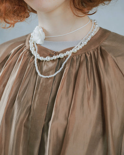 【SALE/50%0ff】Sleeve Tuck Dress [603397] mocha beige