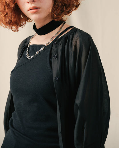 【SALE/50%0ff】Sleeve Tuck Dress [603397] black