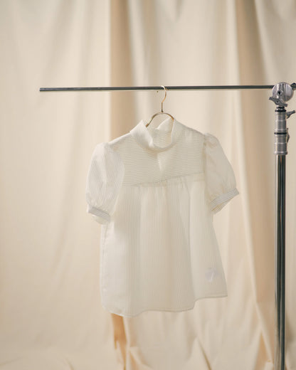 【SALE/50%0ff】Stripe Half Sleeve Blouse [603392] off