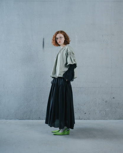 【SALE/50%0ff】Gather Tiered Skirt [603398] black