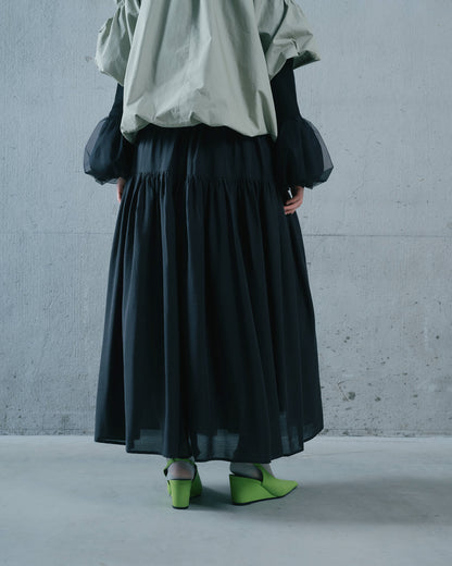 【SALE/50%0ff】Gather Tiered Skirt [603398] black